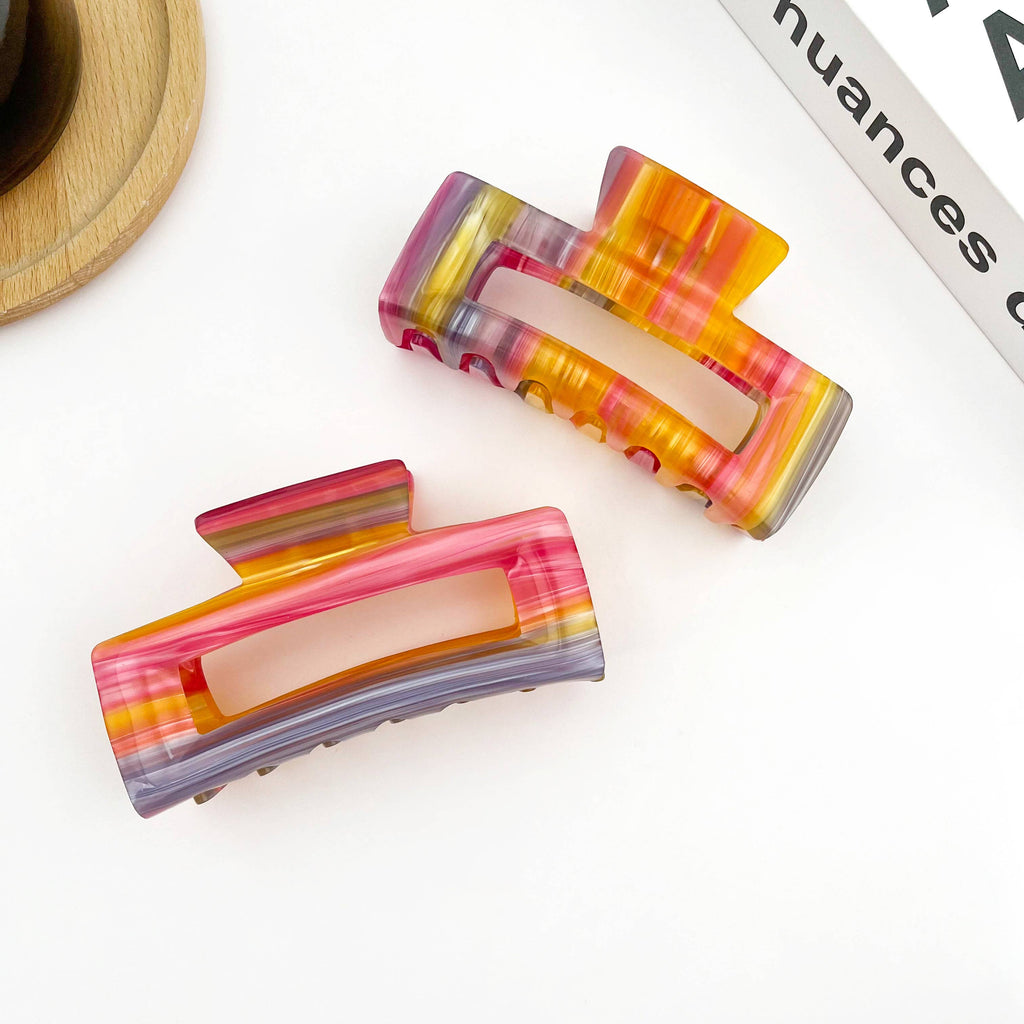 Rectangular Acetate Hair Claw, Premium Quality Hair Clip: Blue