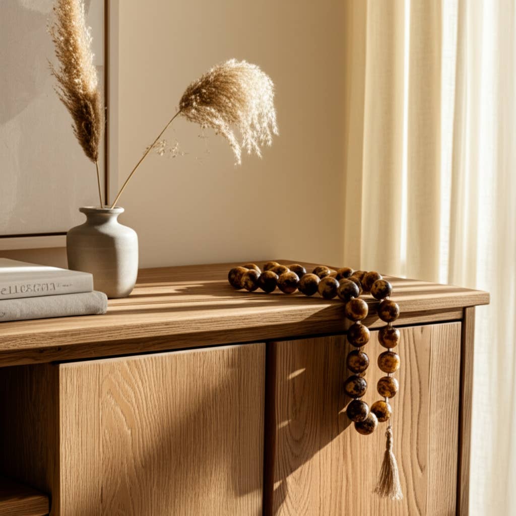 Brown 40x2 in. Resin Swirled Beaded Garland