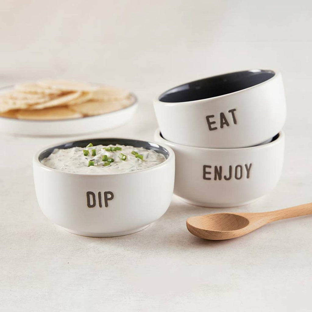 Face to Face Ceramic Dip Bowl Set - Eat Dip Enjoy: Material