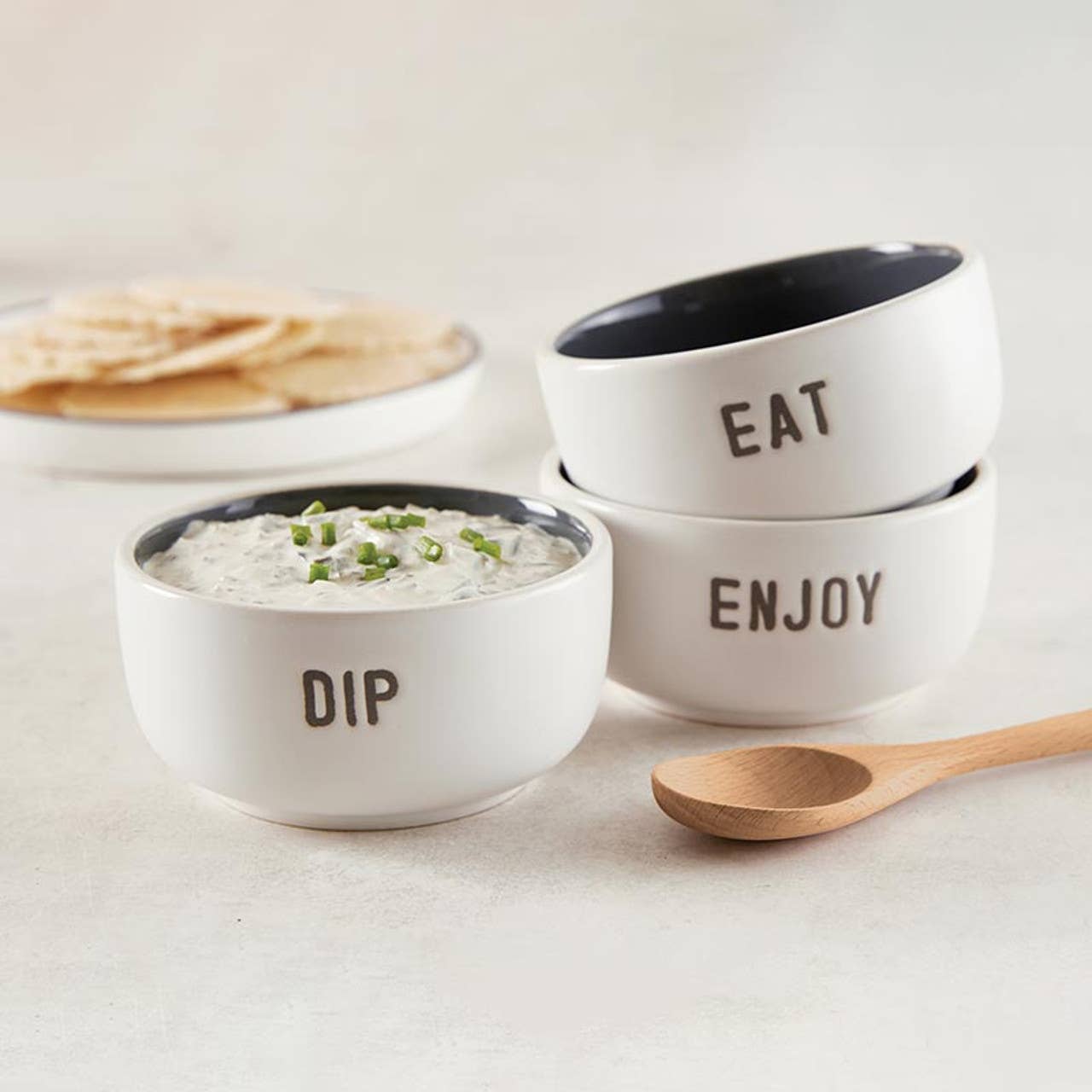 Face to Face Ceramic Dip Bowl Set - Eat Dip Enjoy: Material