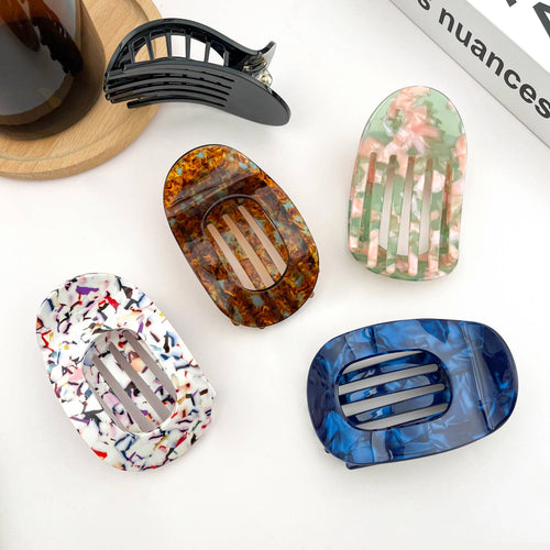 Acetate Classic Colorful Flat Hair Clips, Stylish Barrettes: Blue Coffee