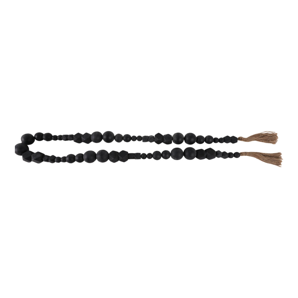 Bead Garland - Black Wood Hexagon and Round, 84 in.