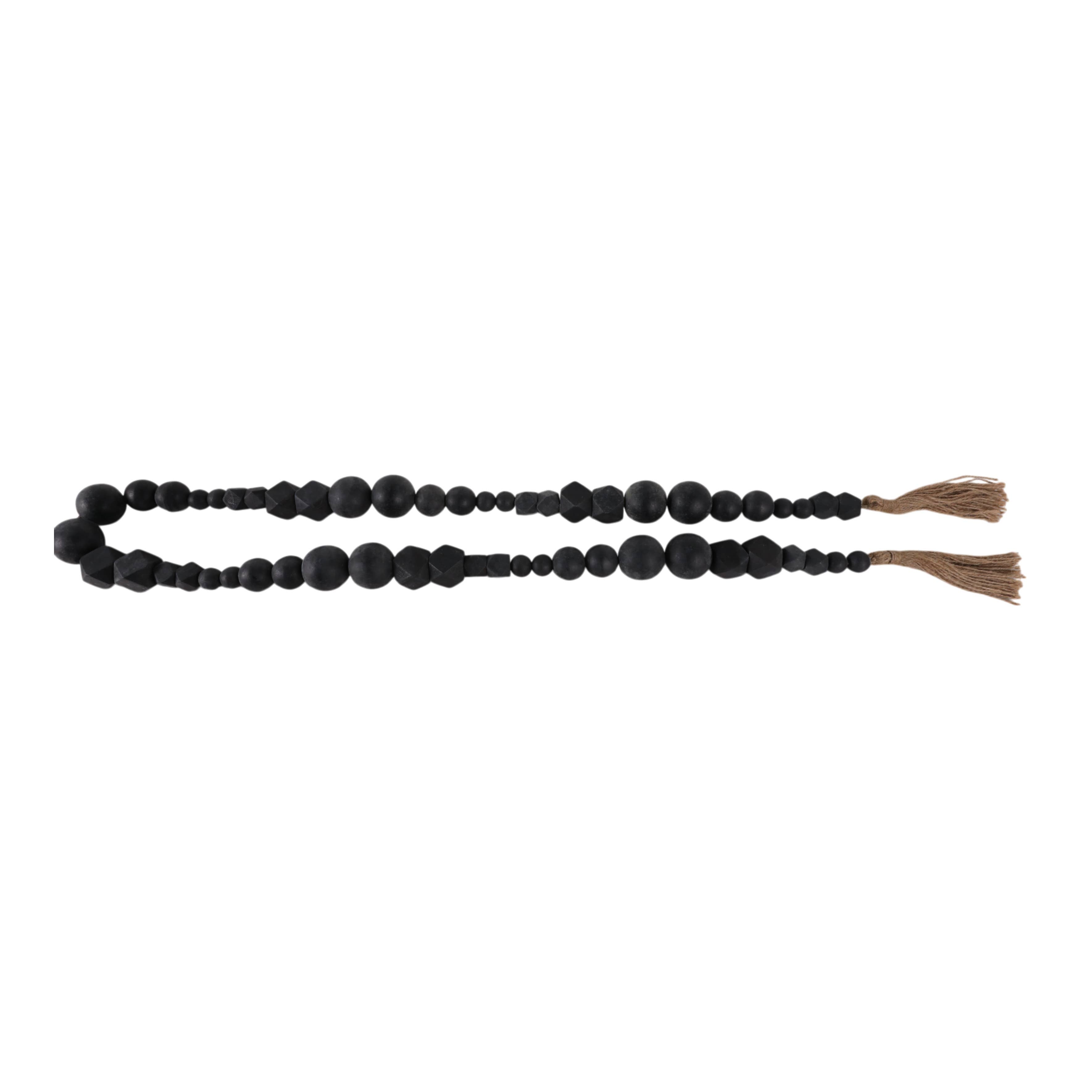 Bead Garland - Black Wood Hexagon and Round, 84 in.