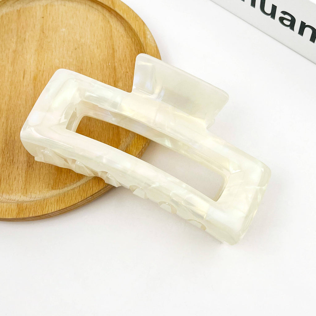 Rectangular Acetate Hair Claw, Premium Quality Hair Clip: Light Brown Black