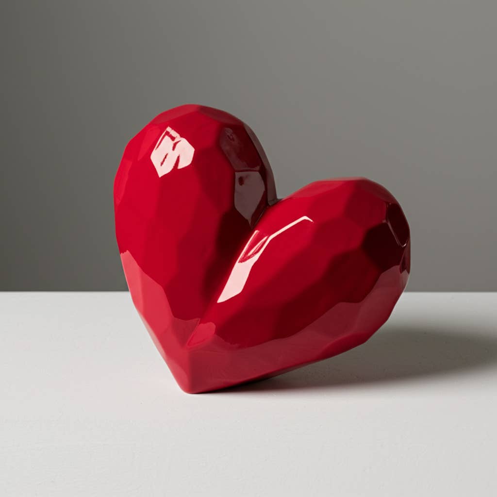 Red 11 in. Ceramic Solid Heart Table Sculpture