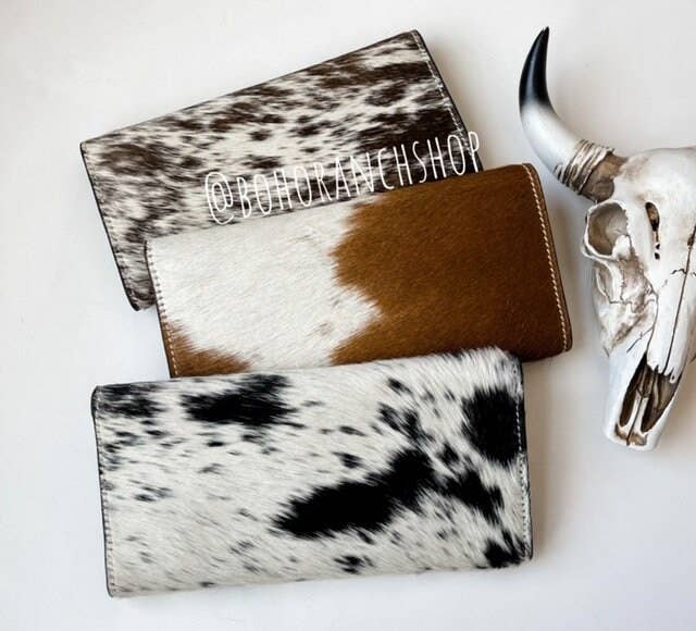 Tooled Leather Wallet Western Genuine Hand Tooled: TAN + WHITE COWHIDE