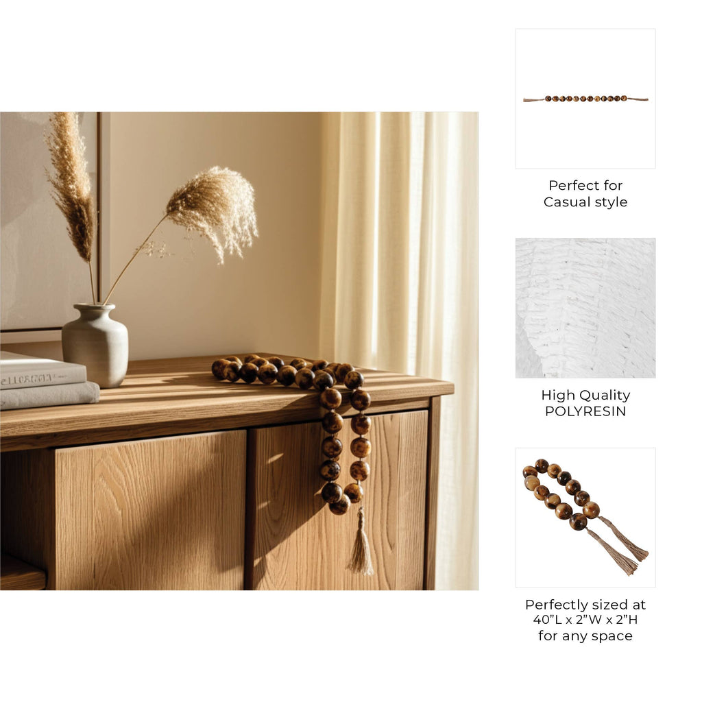 Brown 40x2 in. Resin Swirled Beaded Garland