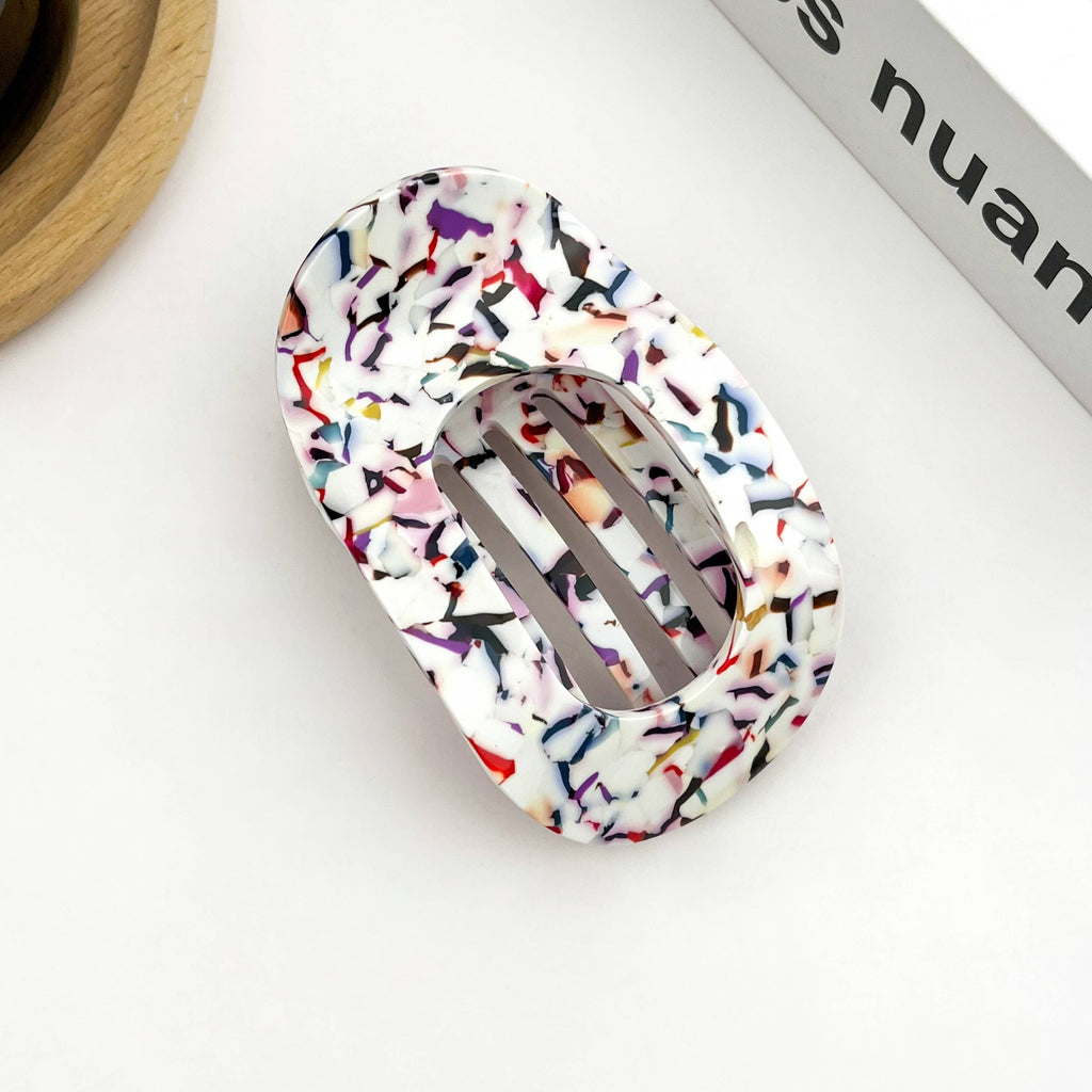 Acetate Classic Colorful Flat Hair Clips, Stylish Barrettes: Pink Green
