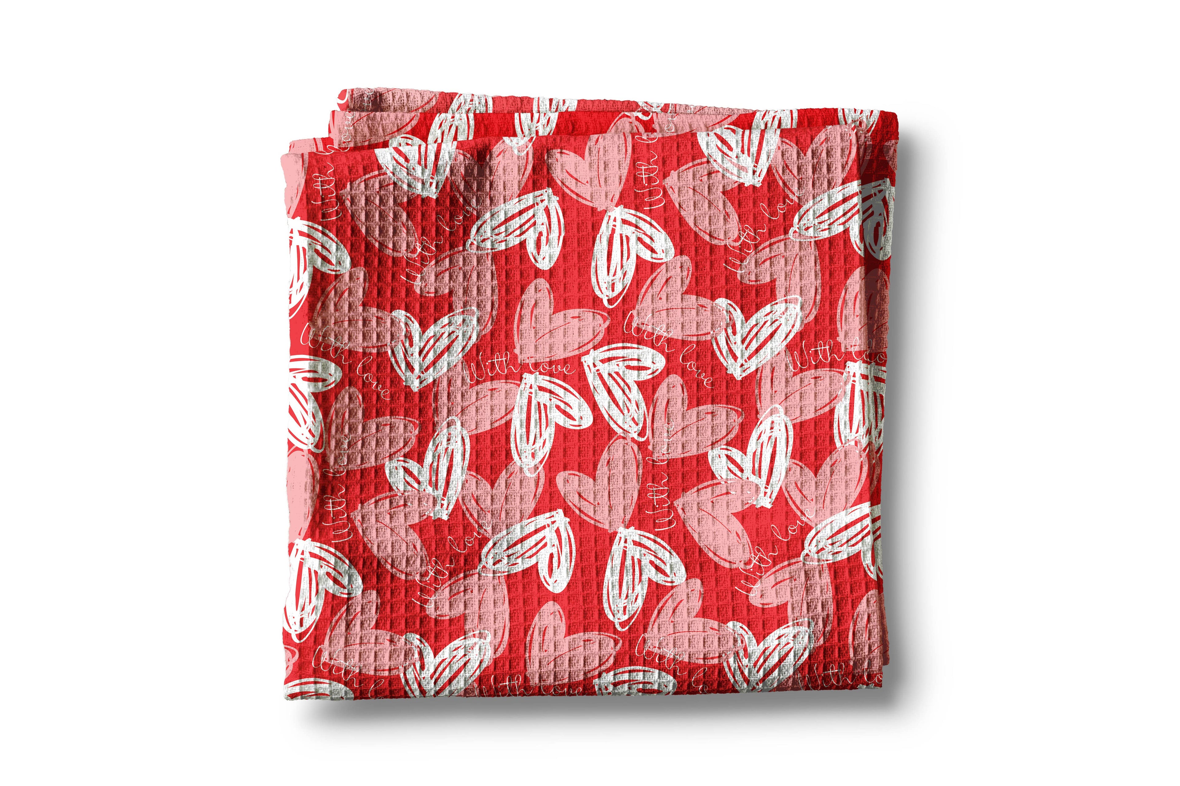Valentine Heart XOXO Galentine Kitchen Towel Waffle Baking