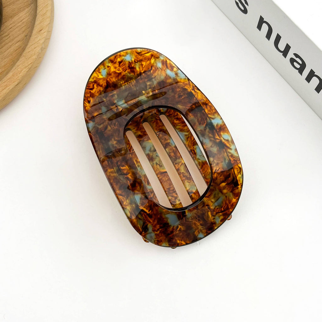 Acetate Classic Colorful Flat Hair Clips, Stylish Barrettes: Black