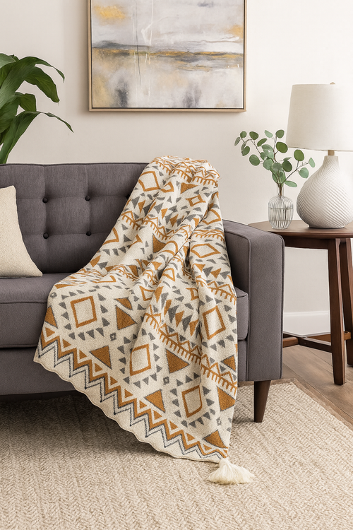 Bohemian Knit 50"x60" Throw Blanket