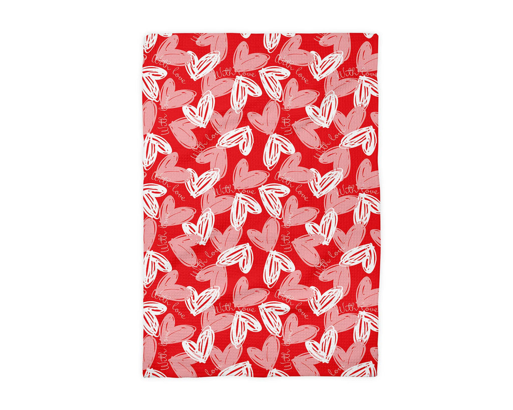 Valentine Heart XOXO Galentine Kitchen Towel Waffle Baking