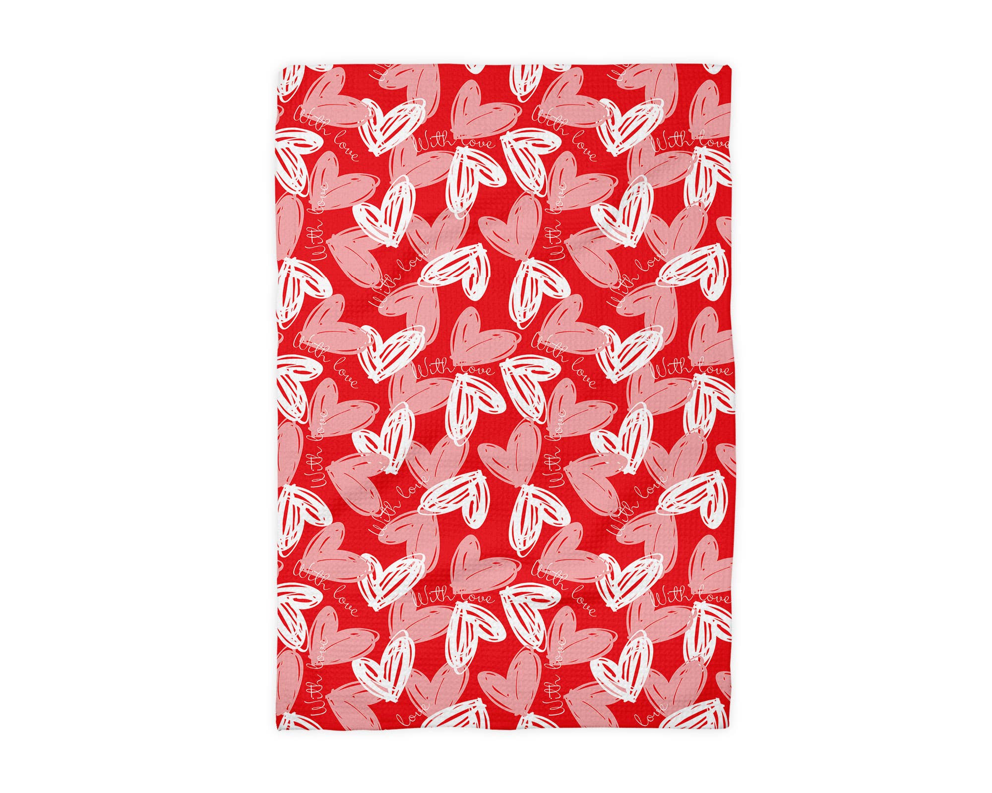 Valentine Heart XOXO Galentine Kitchen Towel Waffle Baking