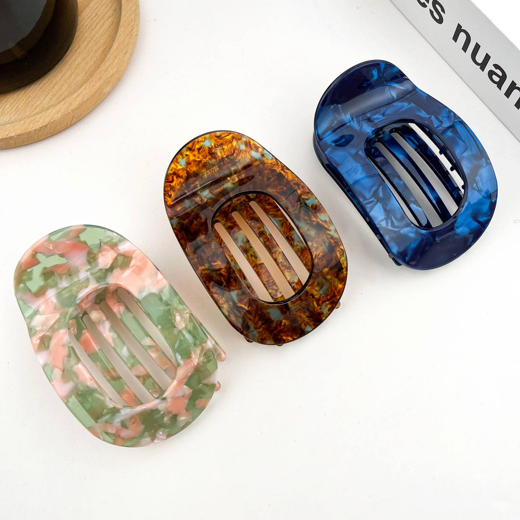 Acetate Classic Colorful Flat Hair Clips, Stylish Barrettes: Pink Green