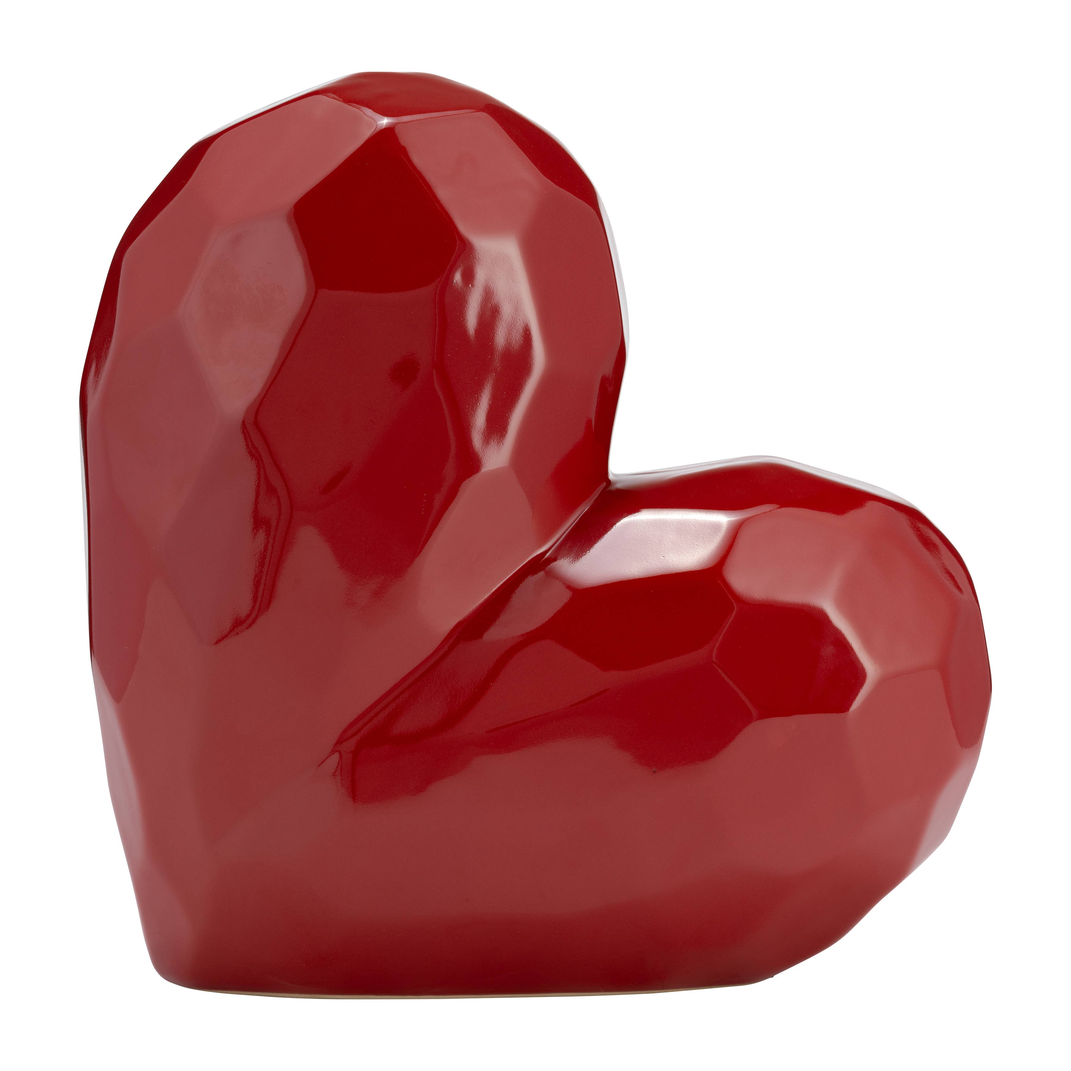 Red 11 in. Ceramic Solid Heart Table Sculpture