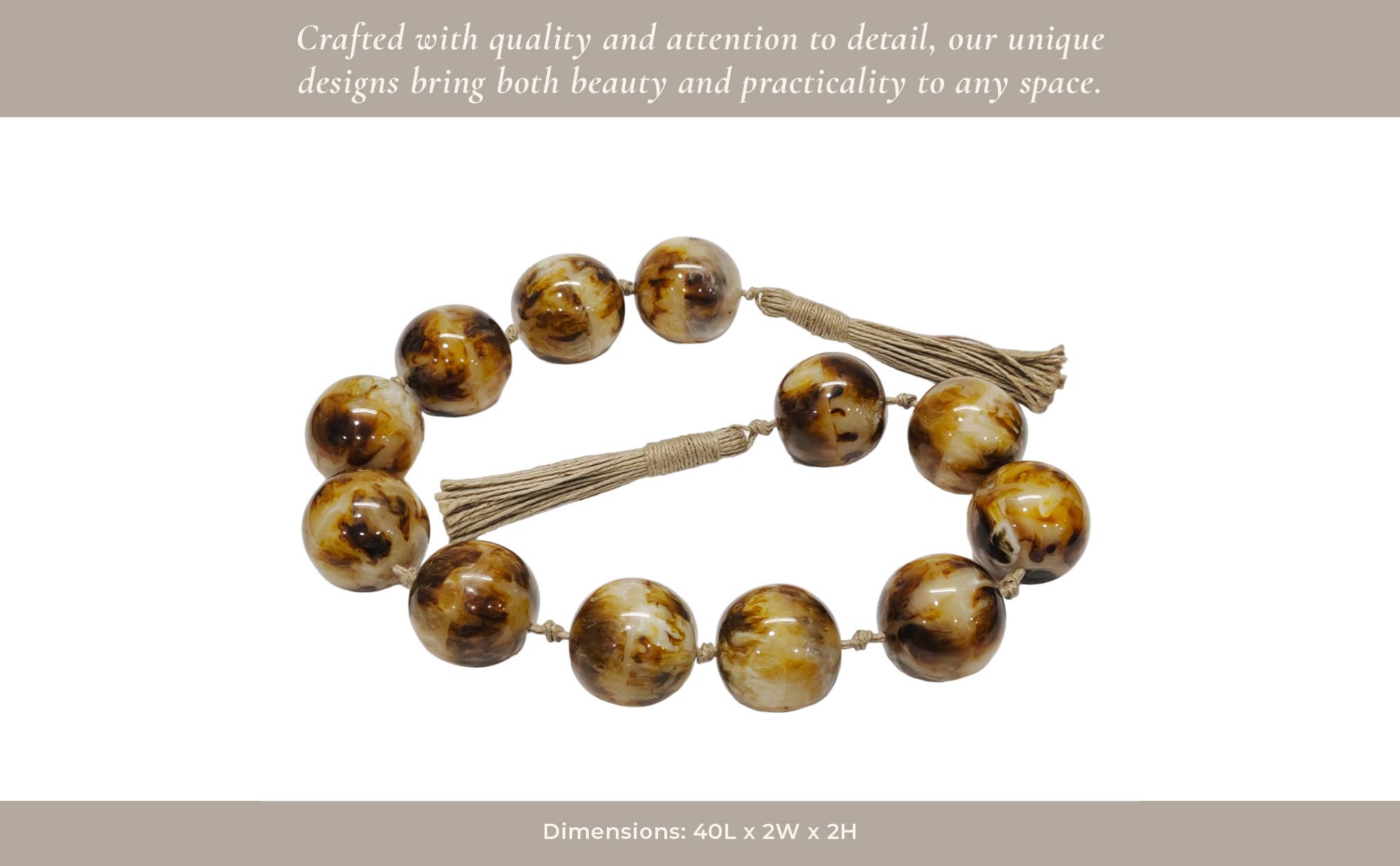 Brown 40x2 in. Resin Swirled Beaded Garland
