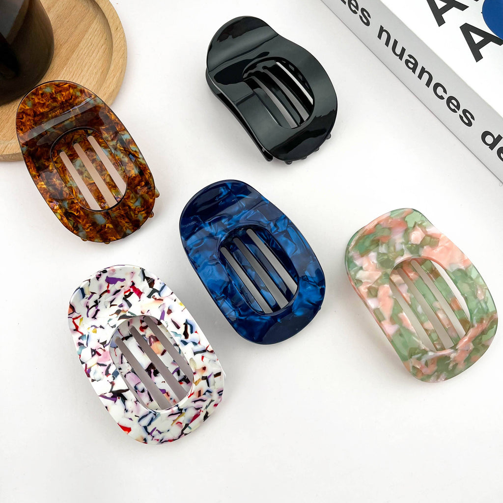Acetate Classic Colorful Flat Hair Clips, Stylish Barrettes: Blue Coffee