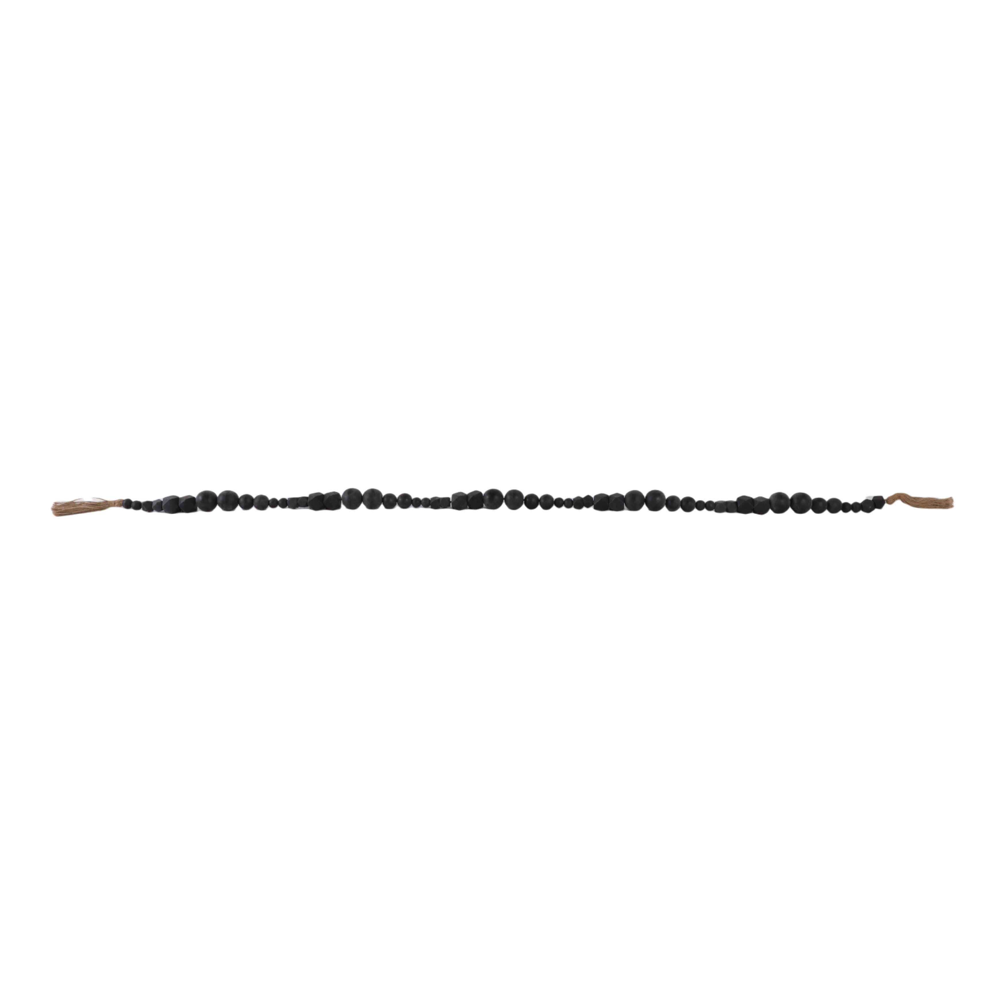 Bead Garland - Black Wood Hexagon and Round, 84 in.