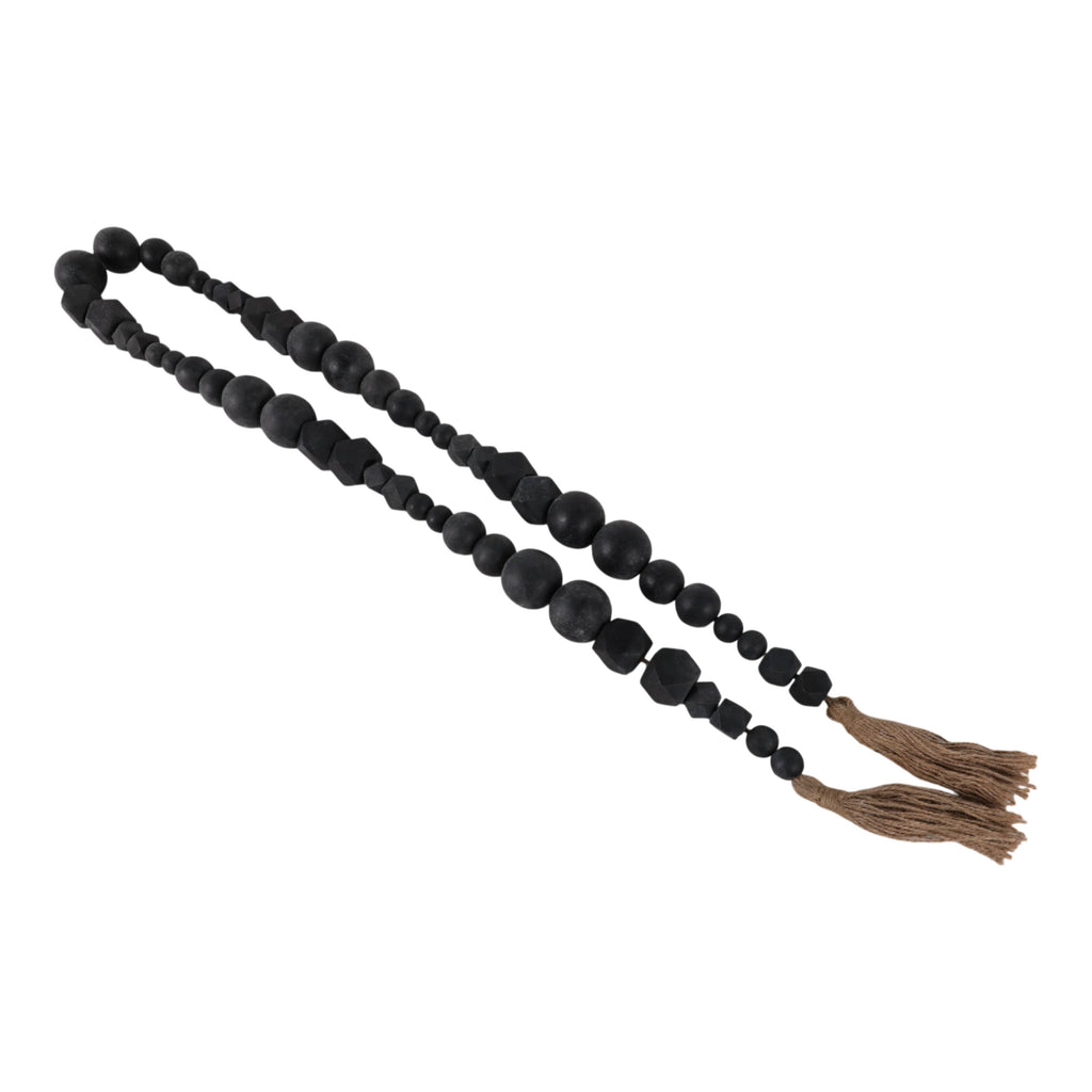 Bead Garland - Black Wood Hexagon and Round, 84 in.