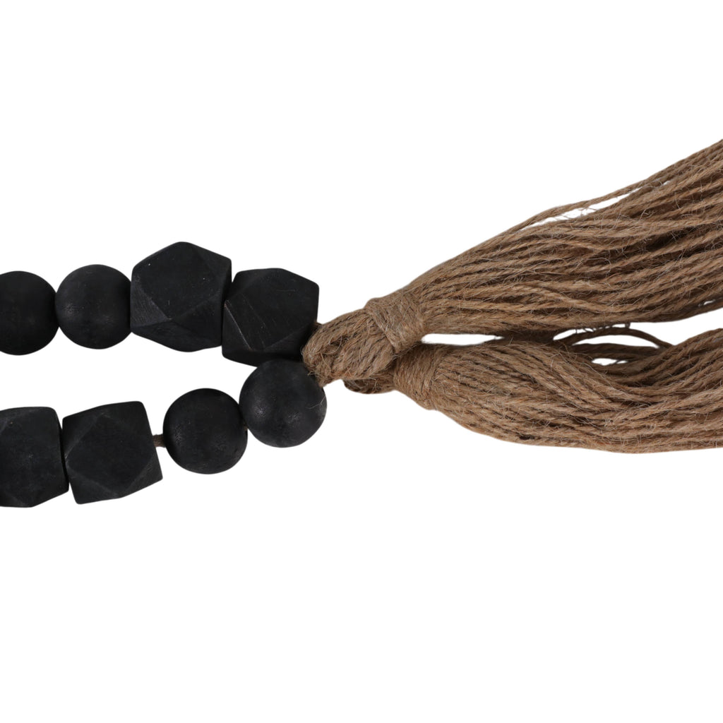 Bead Garland - Black Wood Hexagon and Round, 84 in.