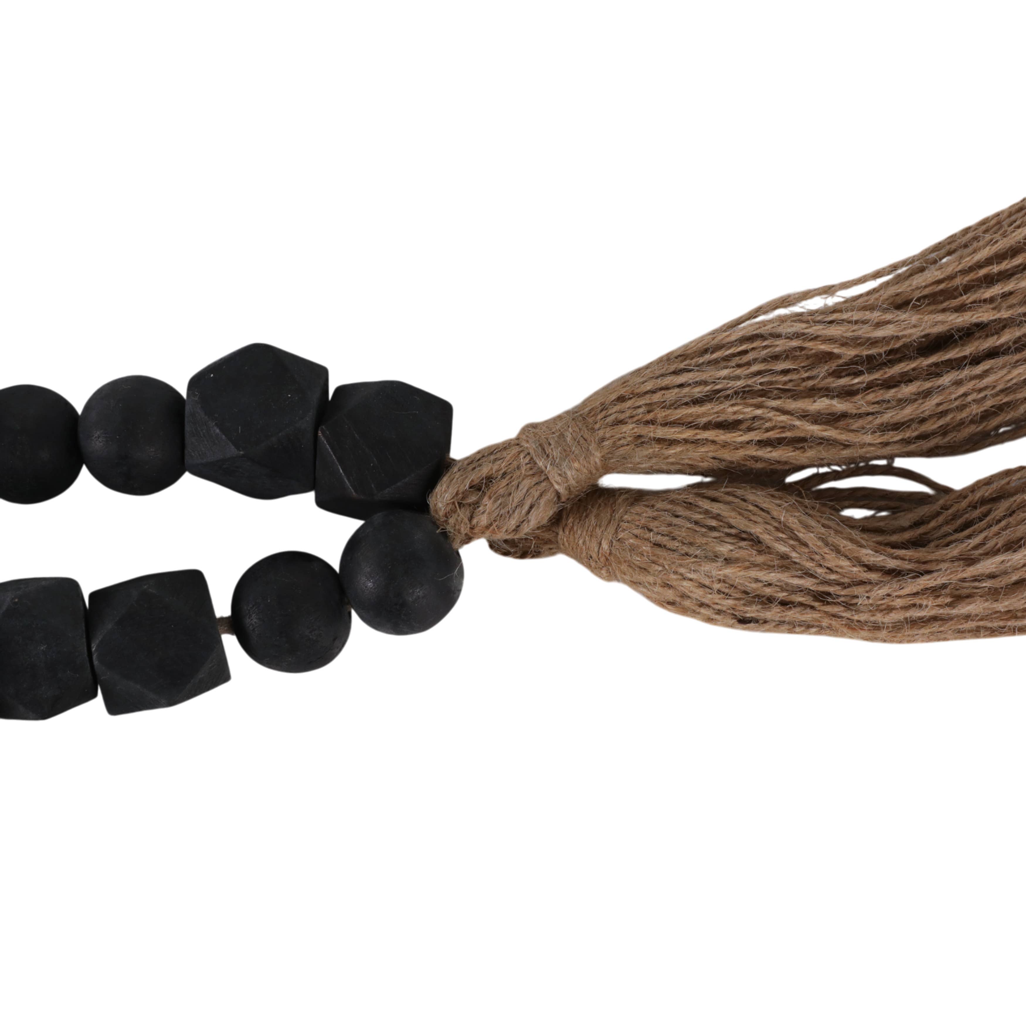 Bead Garland - Black Wood Hexagon and Round, 84 in.