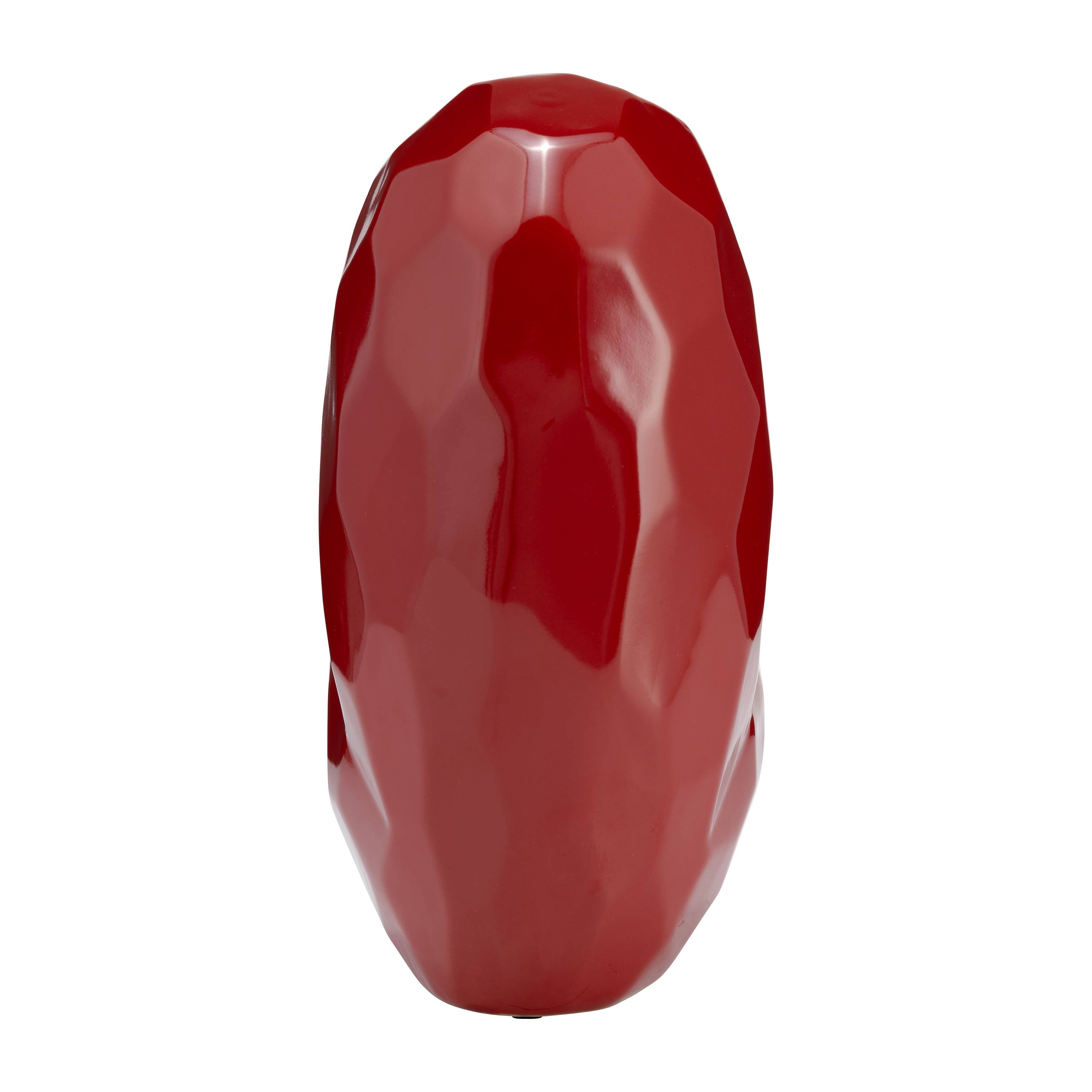 Red 11 in. Ceramic Solid Heart Table Sculpture