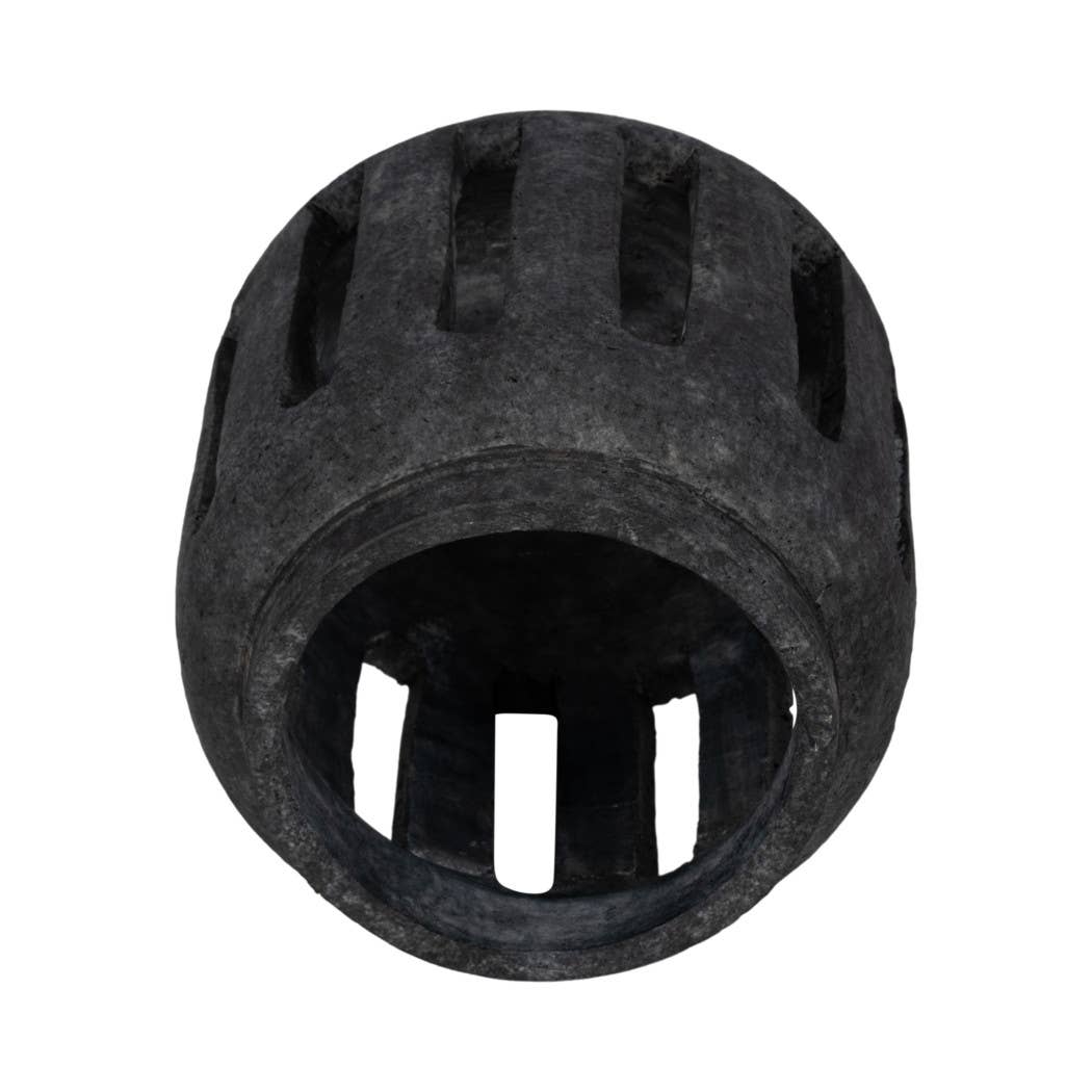 Terracotta Round Open Slat Hurricane Lantern - Black, 10 in.