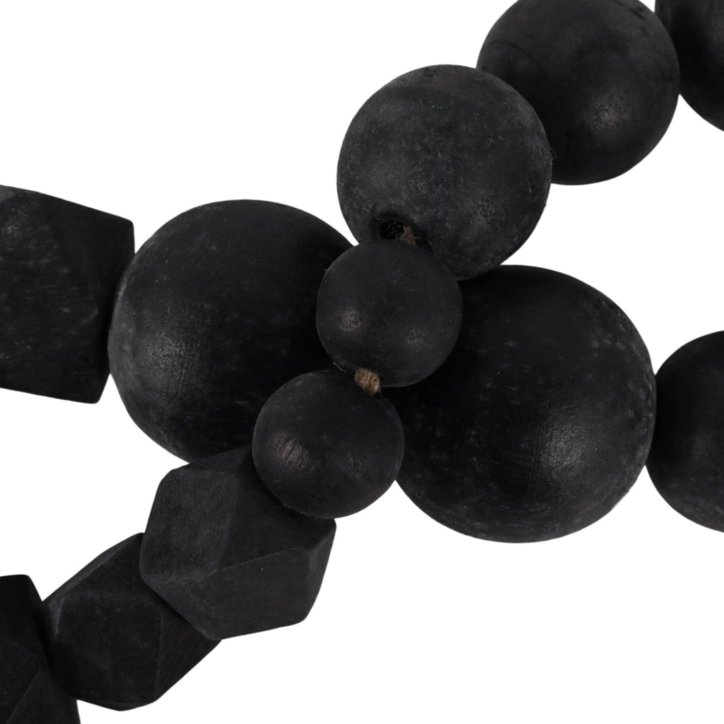 Bead Garland - Black Wood Hexagon and Round, 84 in.