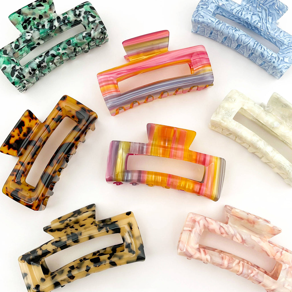Rectangular Acetate Hair Claw, Premium Quality Hair Clip: Multi-Colored A