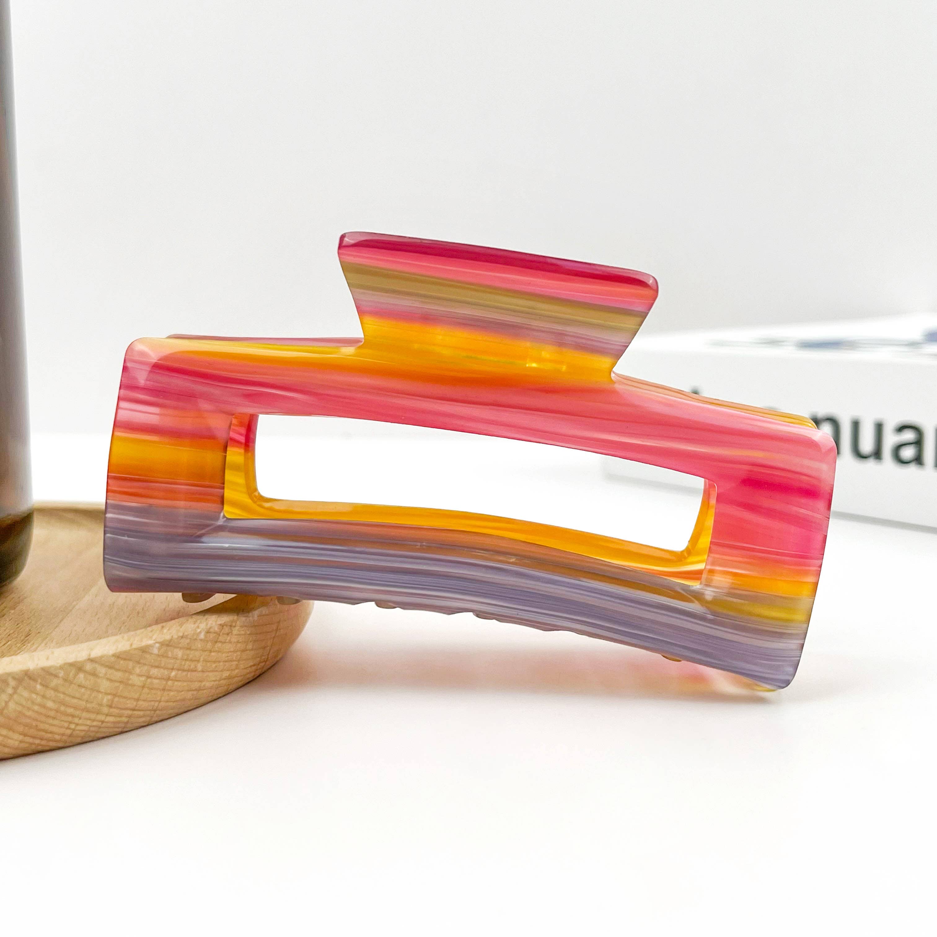 Rectangular Acetate Hair Claw, Premium Quality Hair Clip: Blue