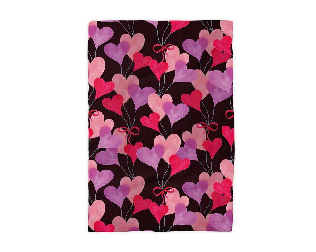 Valentine Heart Balloon Kitchen Towel Waffle Baking Pink