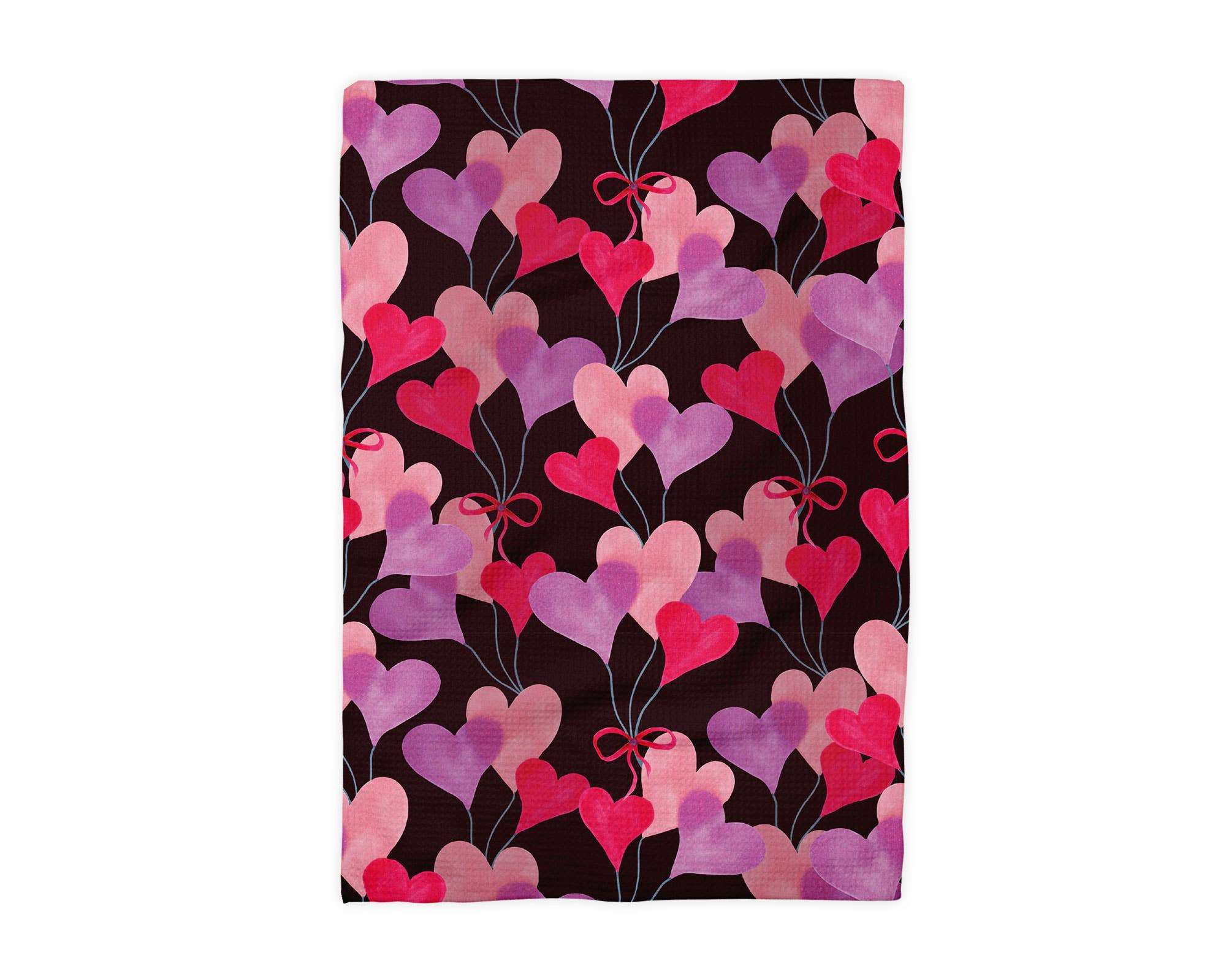 Valentine Heart Balloon Kitchen Towel Waffle Baking Pink