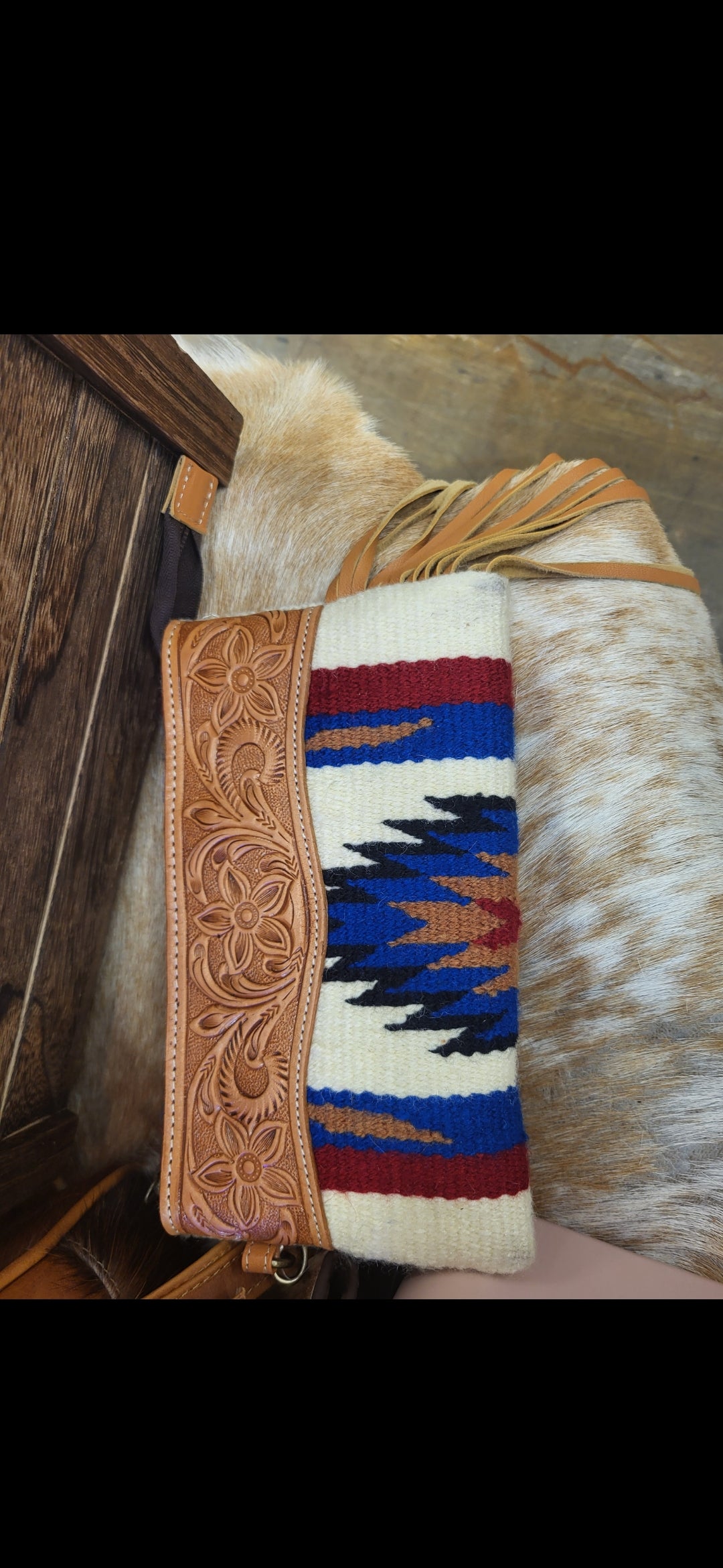 Aztec Fabric/Tooled Leather Wallet